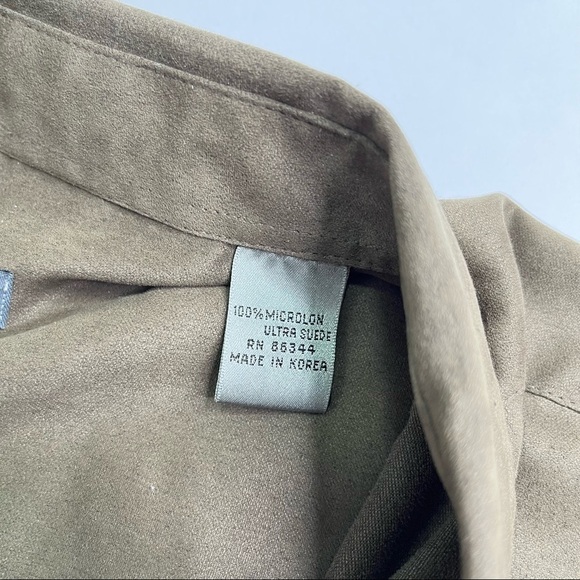 Maxini Collezione Brown Green 100% Ultra Suede Pocket Long Sleeve Dress Shirt - Picture 12 of 14